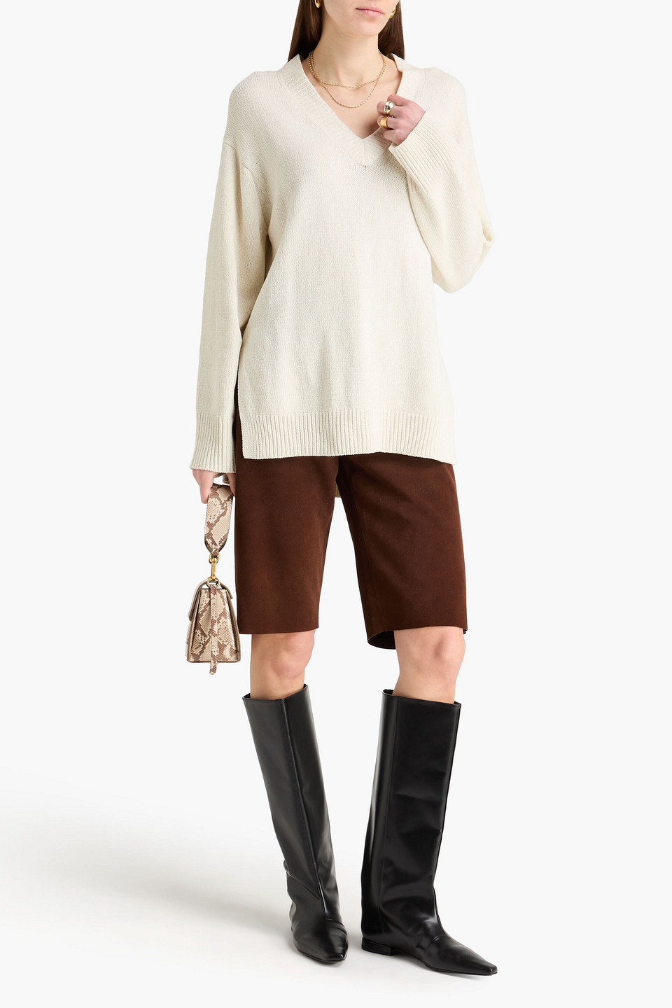  Loulou De Saison - Pullover „tuva“ Aus Gerippter Seide - Weiß - Xs 