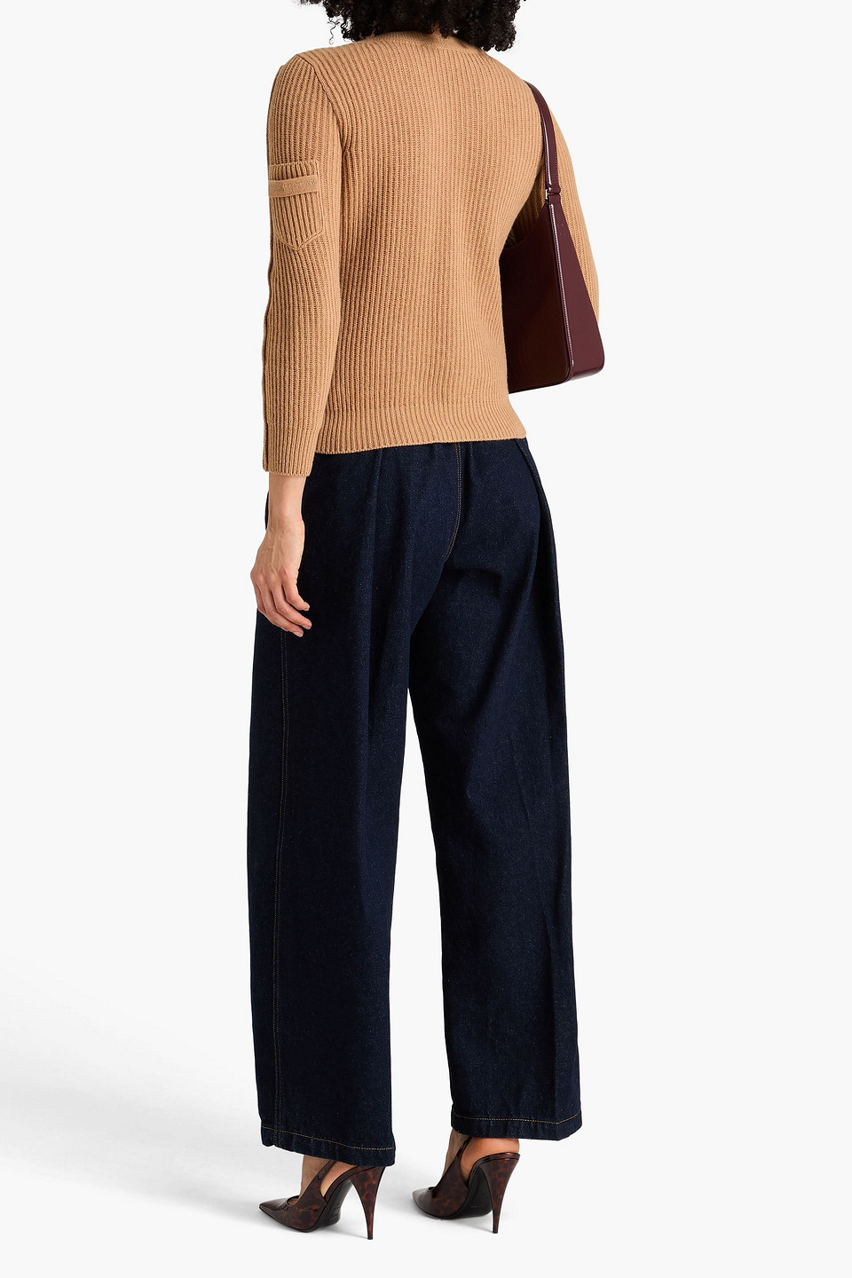  Victoria Beckham - Pullover Aus Einer Gerippten Woll-kaschmirmischung - Braun - Xs 