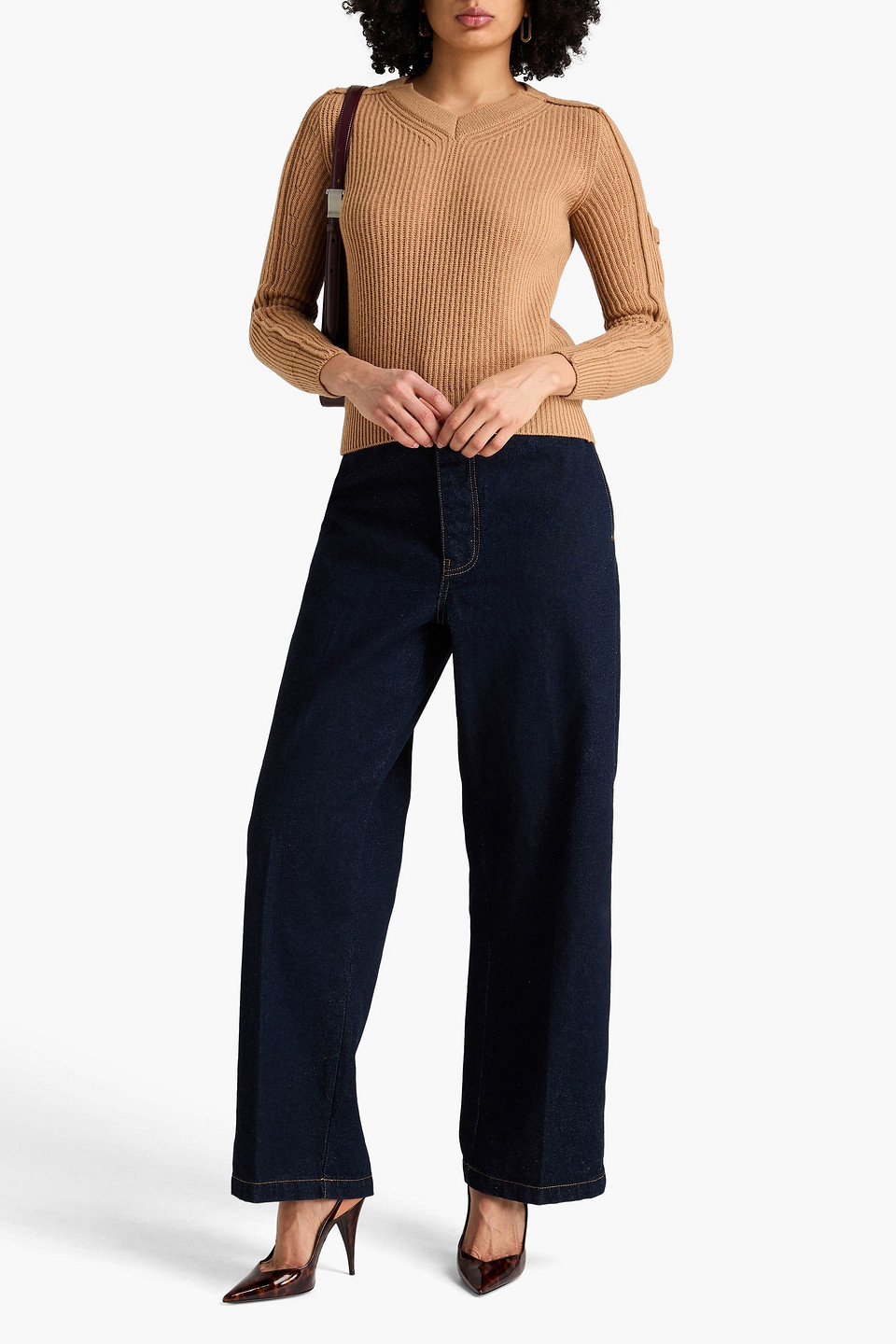  Victoria Beckham - Pullover Aus Einer Gerippten Woll-kaschmirmischung - Braun - Xs 