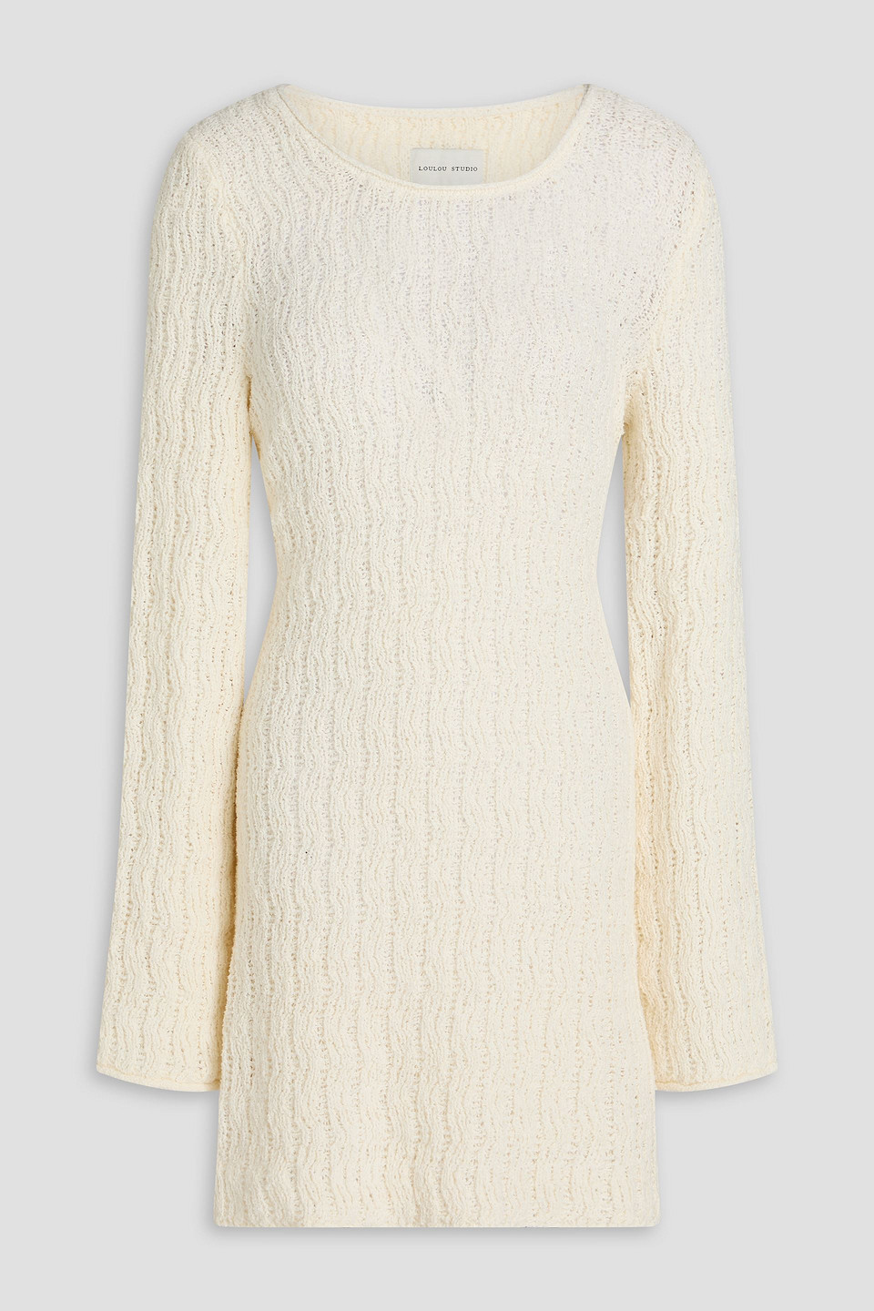 Loulou De Saison Aisla Jacquard-knit Cotton-blend Mini Dress In Neutral