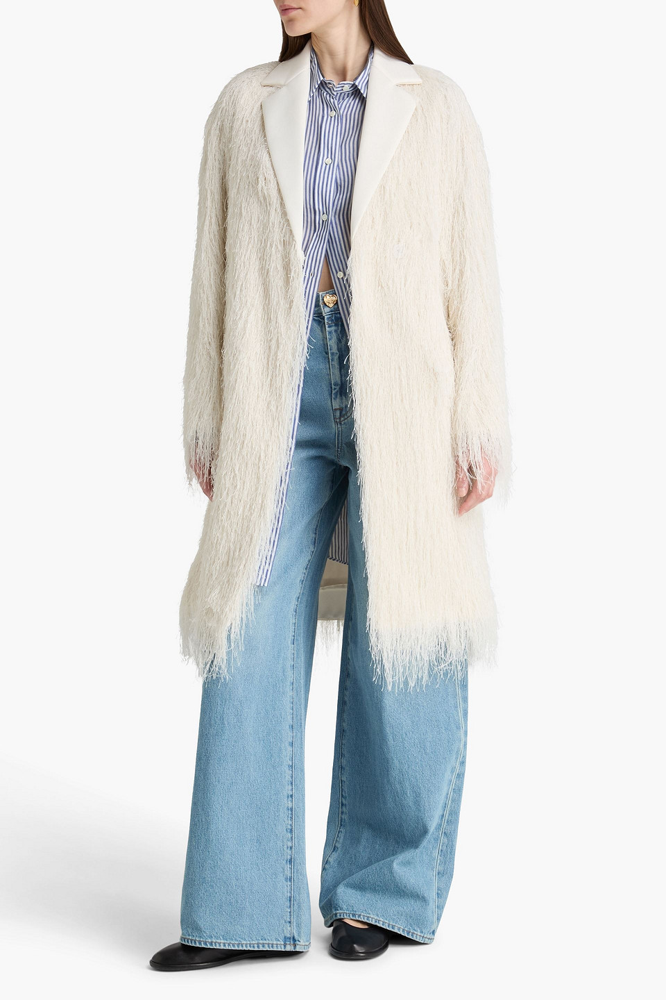  3.1 Phillip Lim - Mantel Aus Gaze Mit Fransen - Weiß - M 