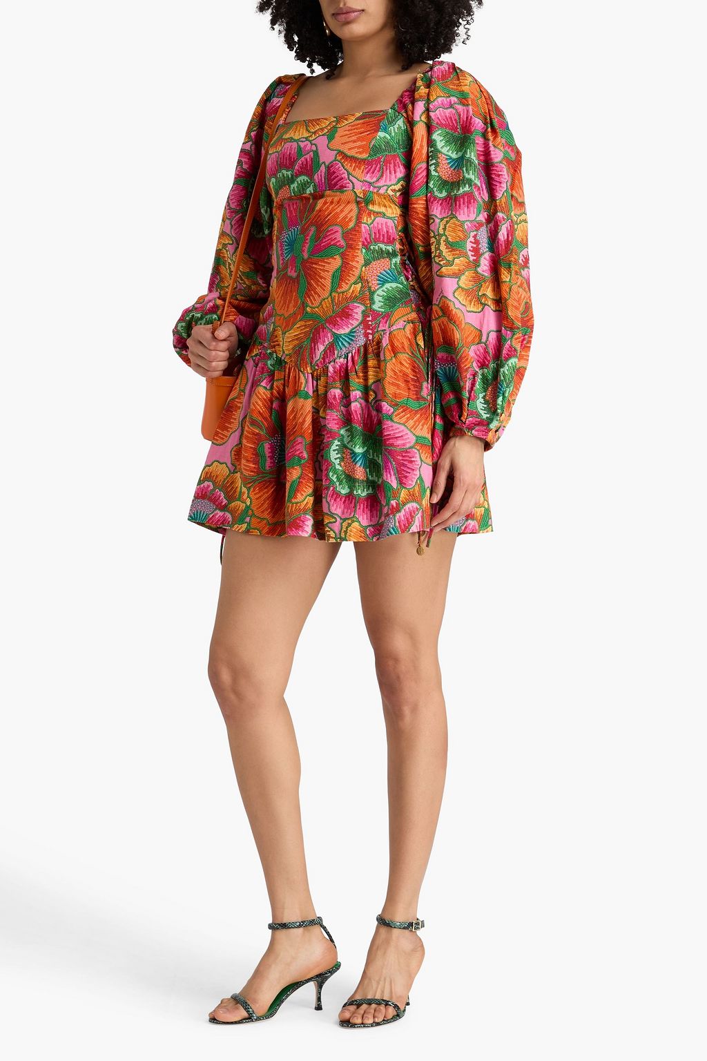 FARM RIO Floral-print linen-blend mini dress | THE OUTNET