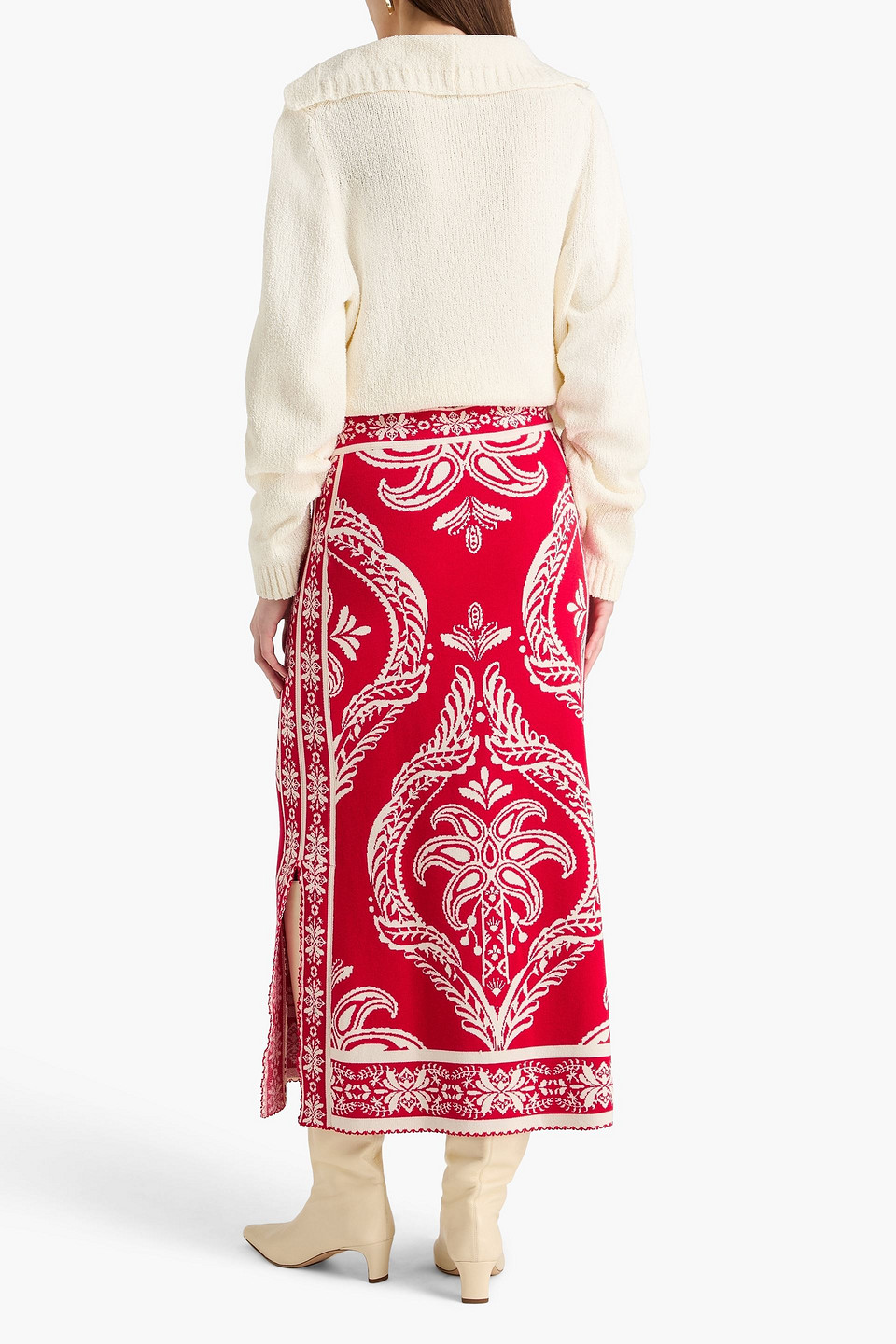  Farm Rio - Midirock Aus Jacquard-strick - Rot - Xxs 
