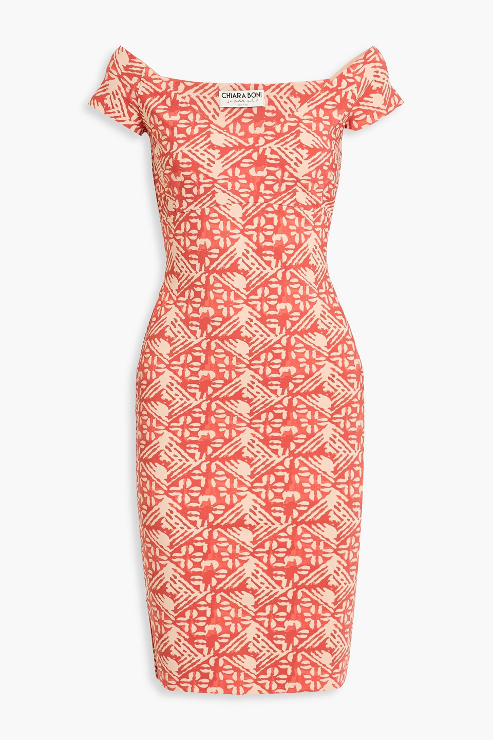 chiara boni la petite robe - toffee off-the-shoulder floral-print stretch-jersey dress - red - it 38