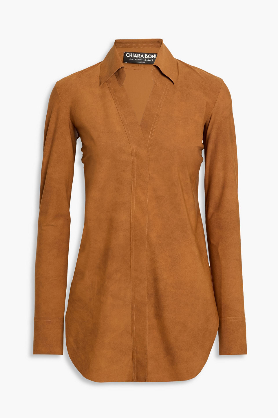 Chiara Boni La Petite Robe Atena Printed Stretch-jersey Shirt In Brown