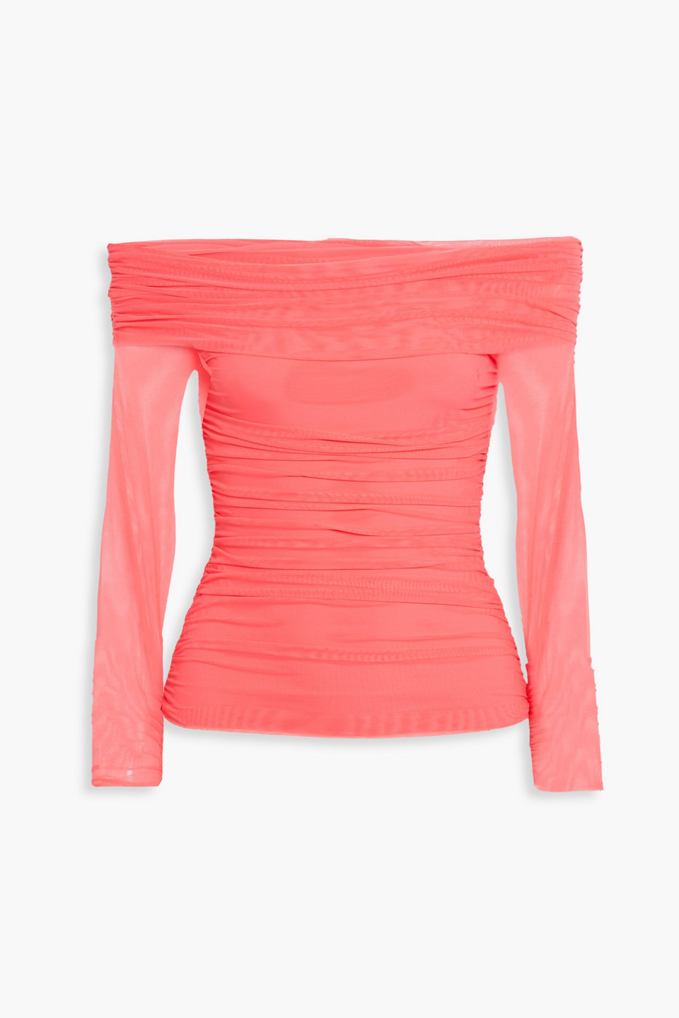 chiara boni la petite robe - izumo off-the-shoulder stretch-mesh top - orange - it 38