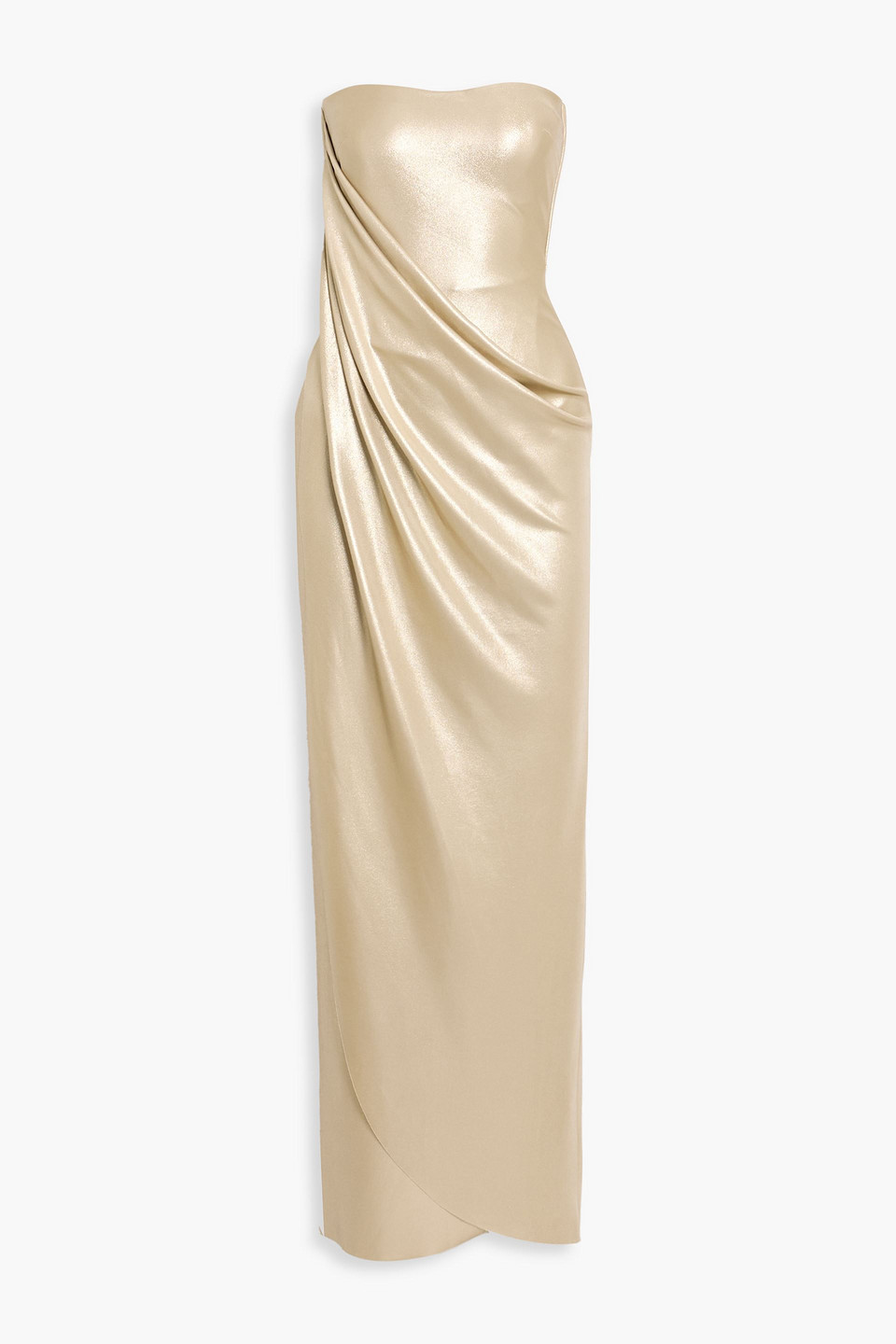 chiara boni la petite robe - jiro strapless draped lamé gown - metallic - it 42