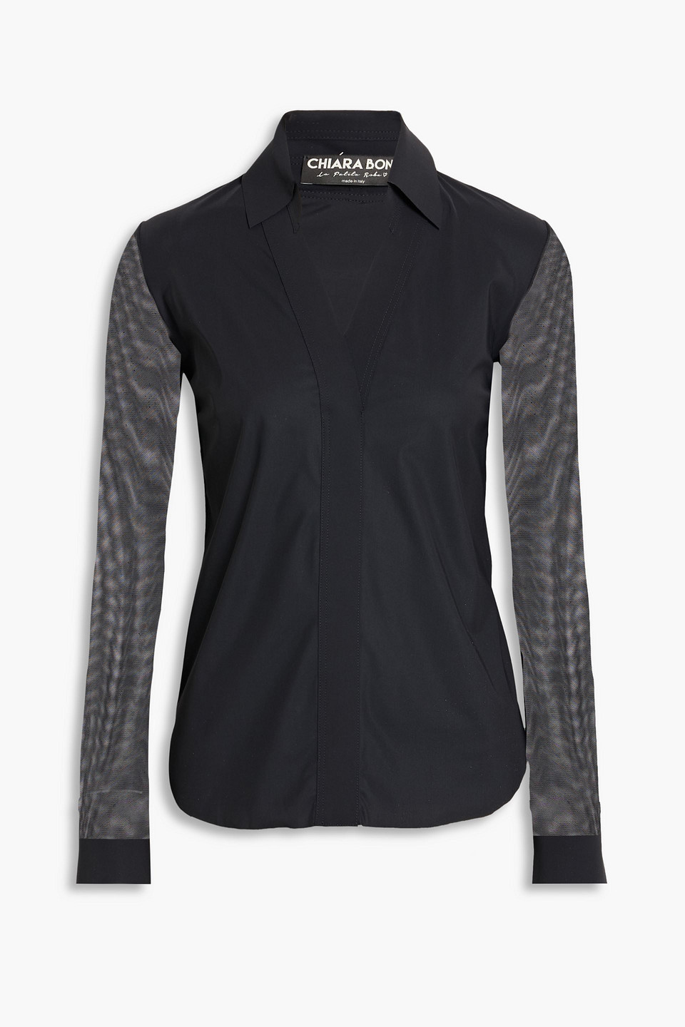 Chiara Boni La Petite Robe Kai Stretch-jersey And Mesh Shirt In Black