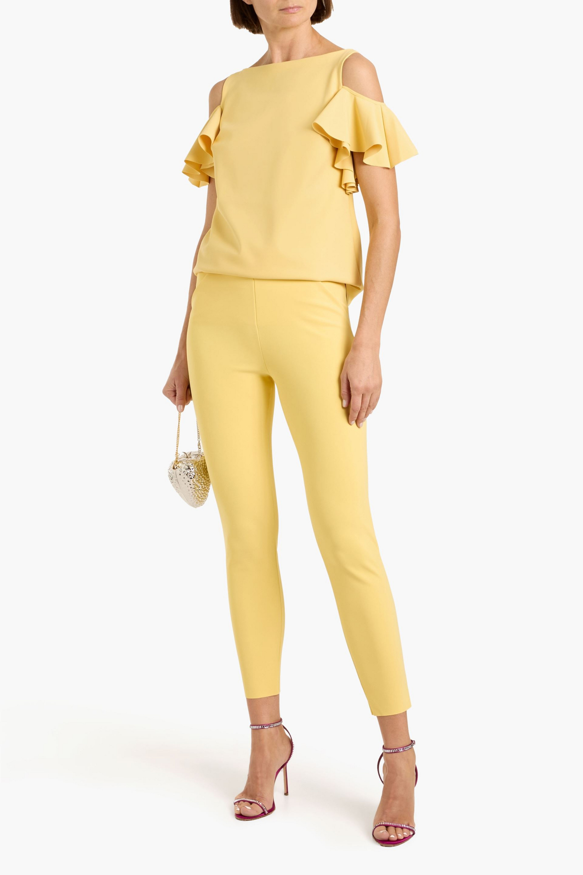 CHIARA BONI LA PETITE ROBE Tatina ruffled stretch-jersey cold-shoulder top