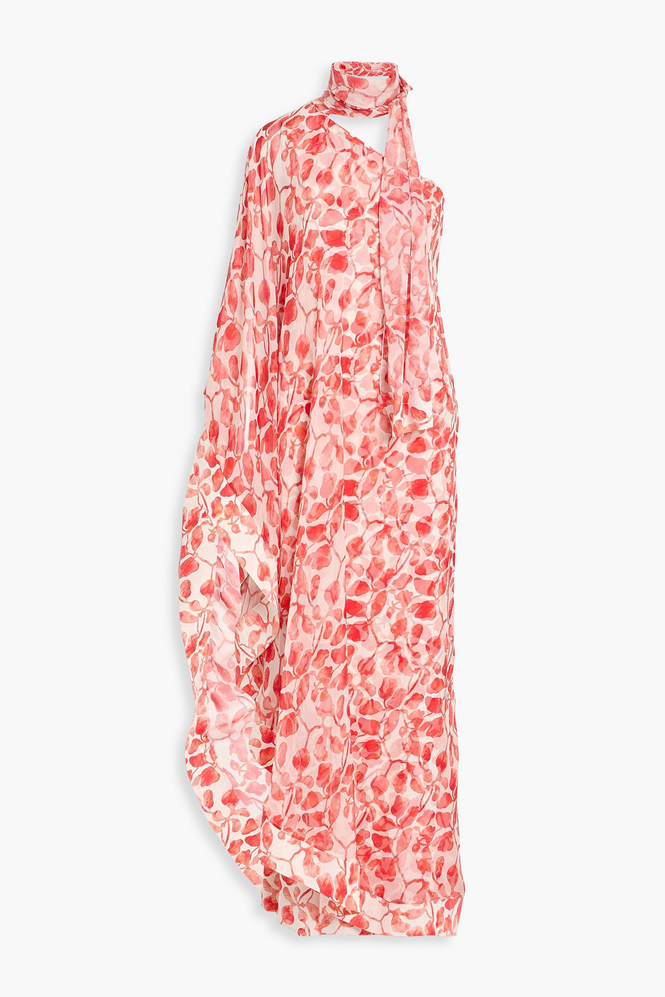 chiara boni la petite robe - toin one-shoulder layered floral-print chiffon and stretch-jersey maxi dress - red - it 40