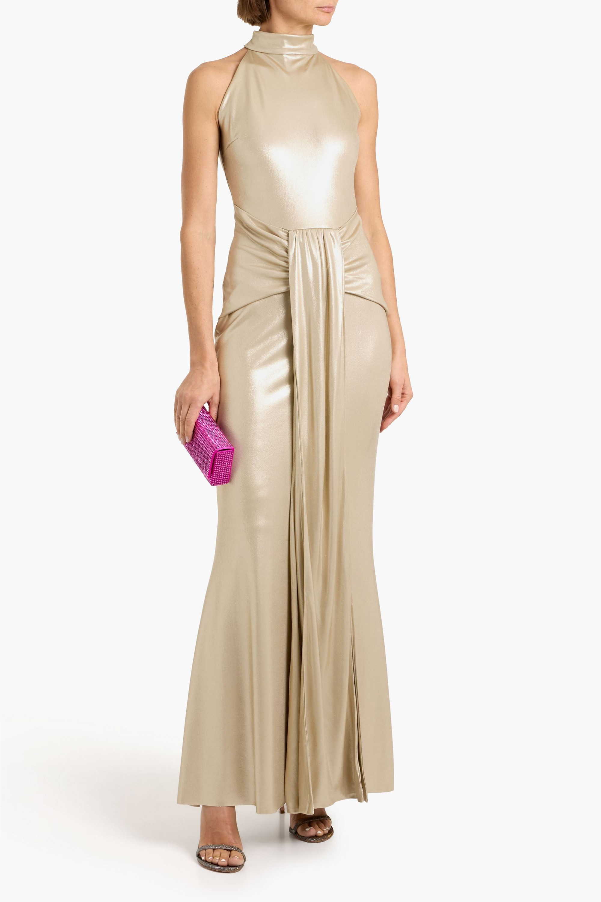 CHIARA BONI LA PETITE ROBE Loowin draped lamé gown