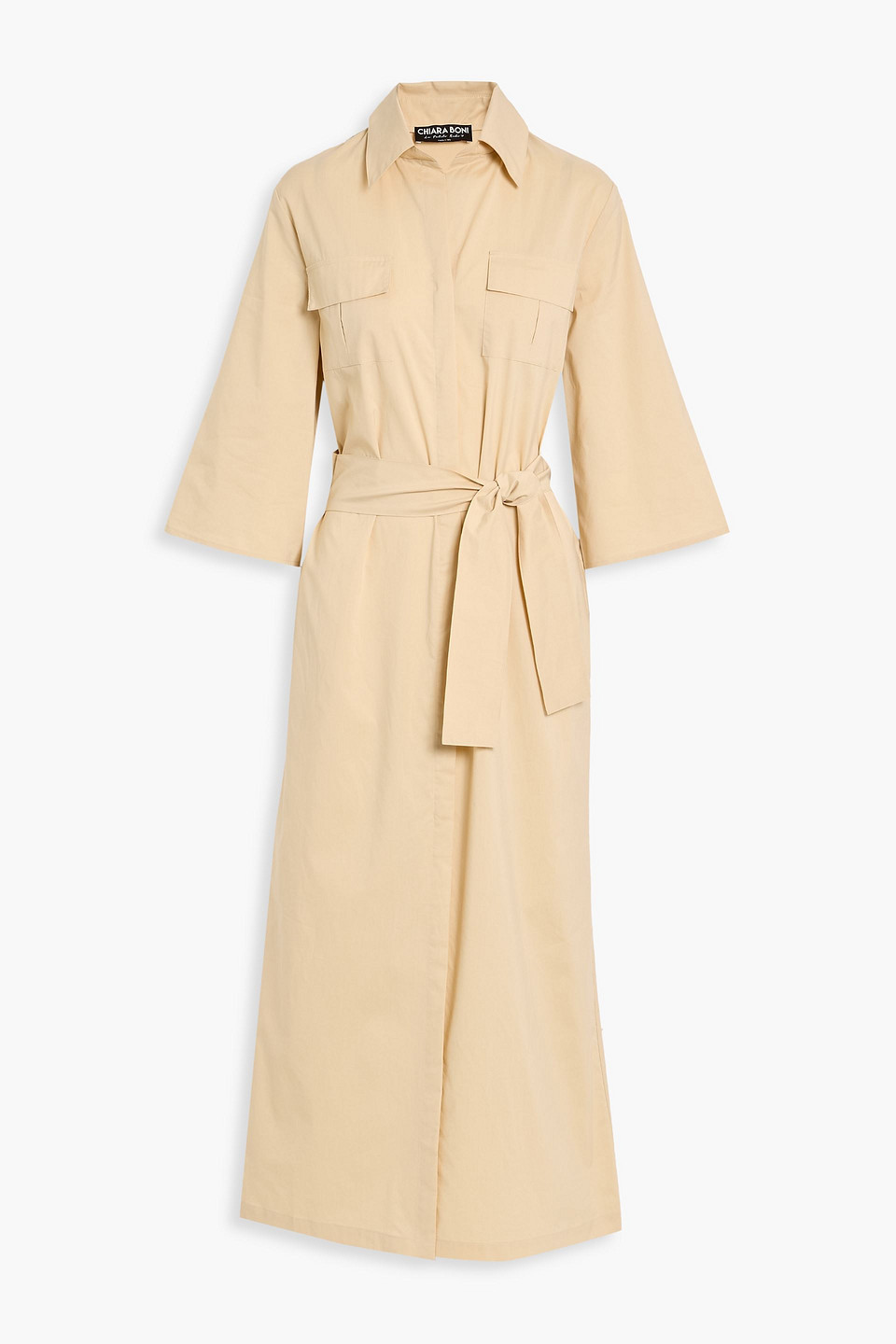 chiara boni la petite robe - erdid cotton-blend poplin maxi shirt dress - neutral - m