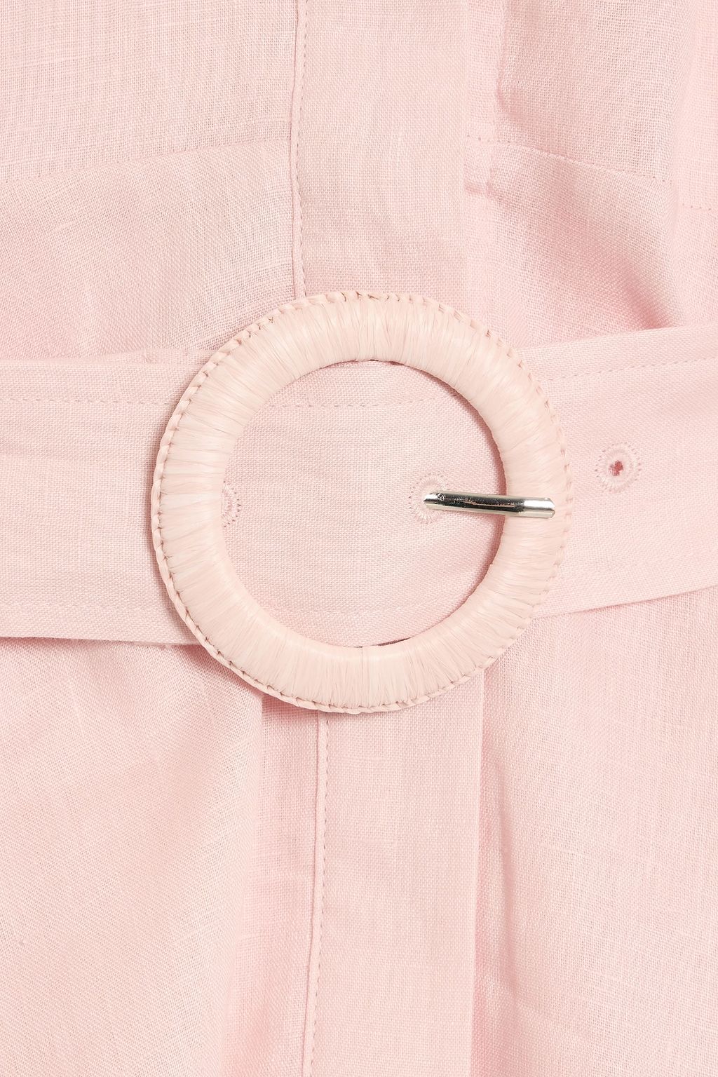 Veronica Beard Beau Linen Belted Mini Dress - Pink Shell - 12