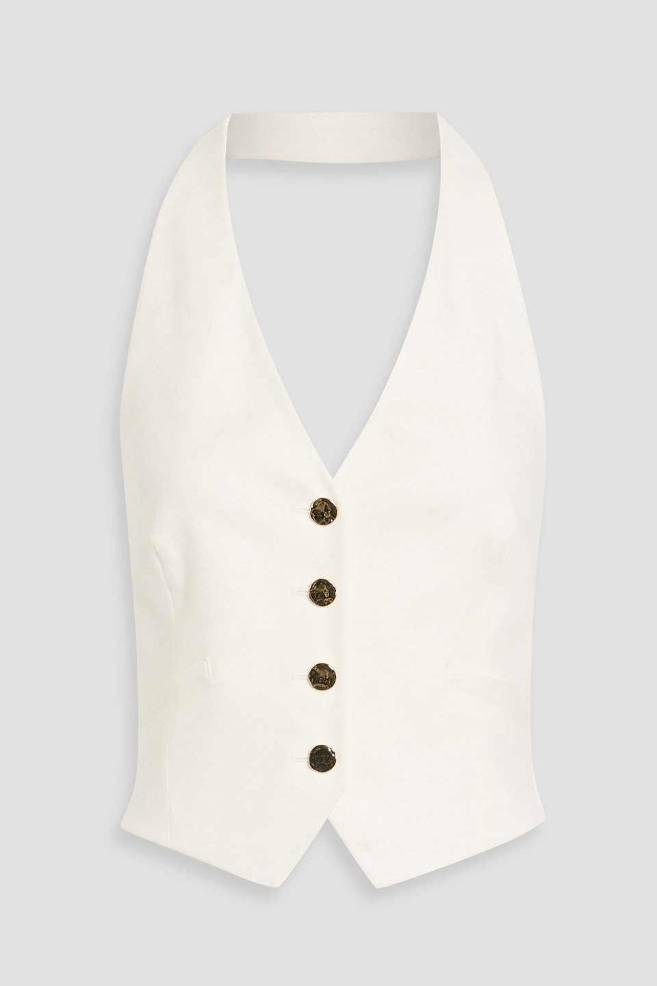 Veronica Beard Arabella Linen-blend Twill Halterneck Vest In White