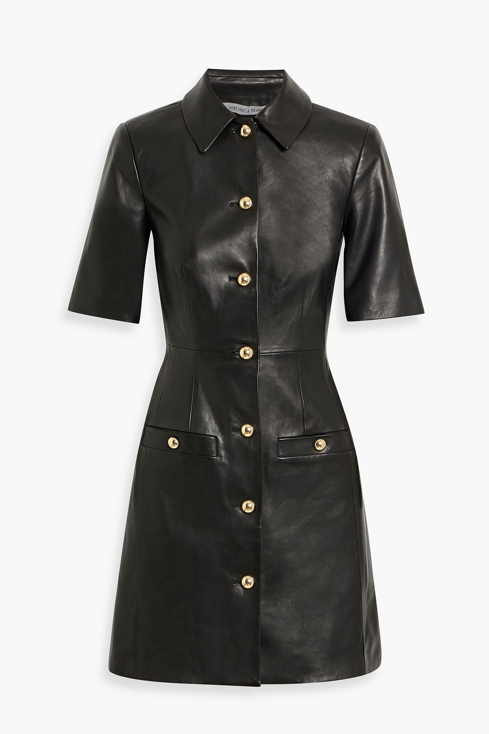 veronica beard - paige leather mini shirt dress - black - us 00