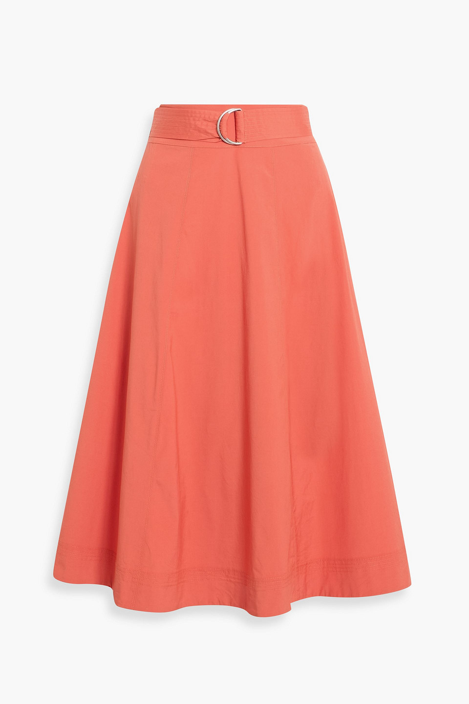 Veronica Beard Facia Belted Cotton-blend Poplin Midi Skirt In Pink