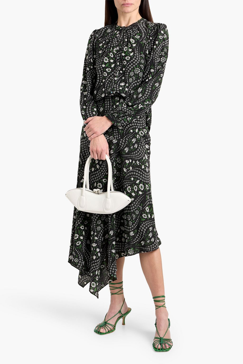 VERONICA BEARD Rosemary asymmetric floral-print silk-blend crepe