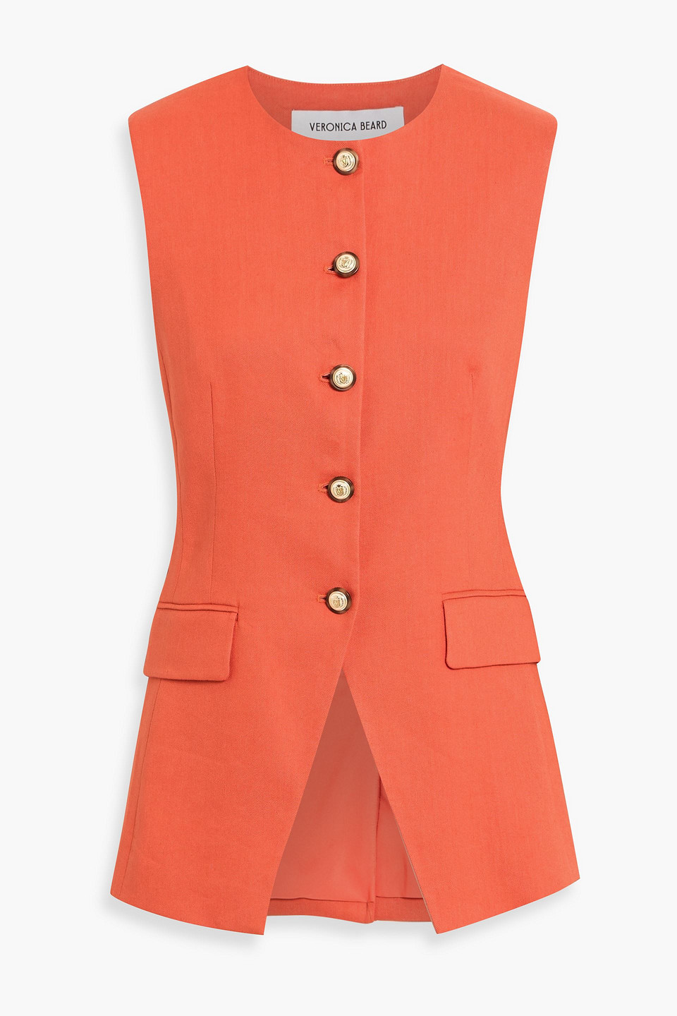 Veronica Beard Lois Linen-blend Twill Vest In Orange