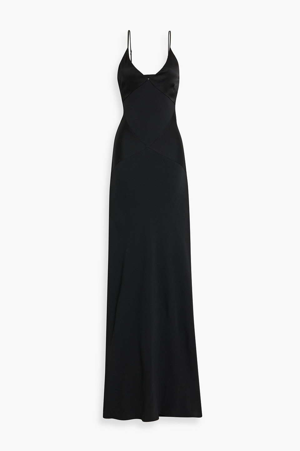 Veronica Beard Francis Satin-paneled Crepe Maxi Dress In Black
