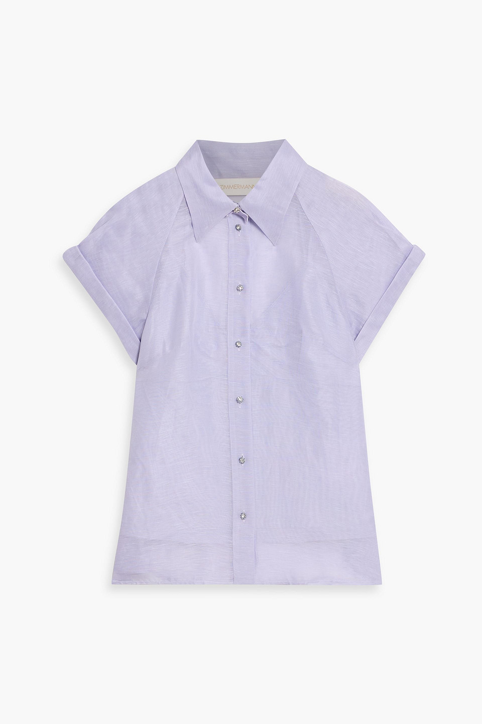 Zimmermann Crystal-embellished Linen And Silk-blend Gauze Shirt In Blue