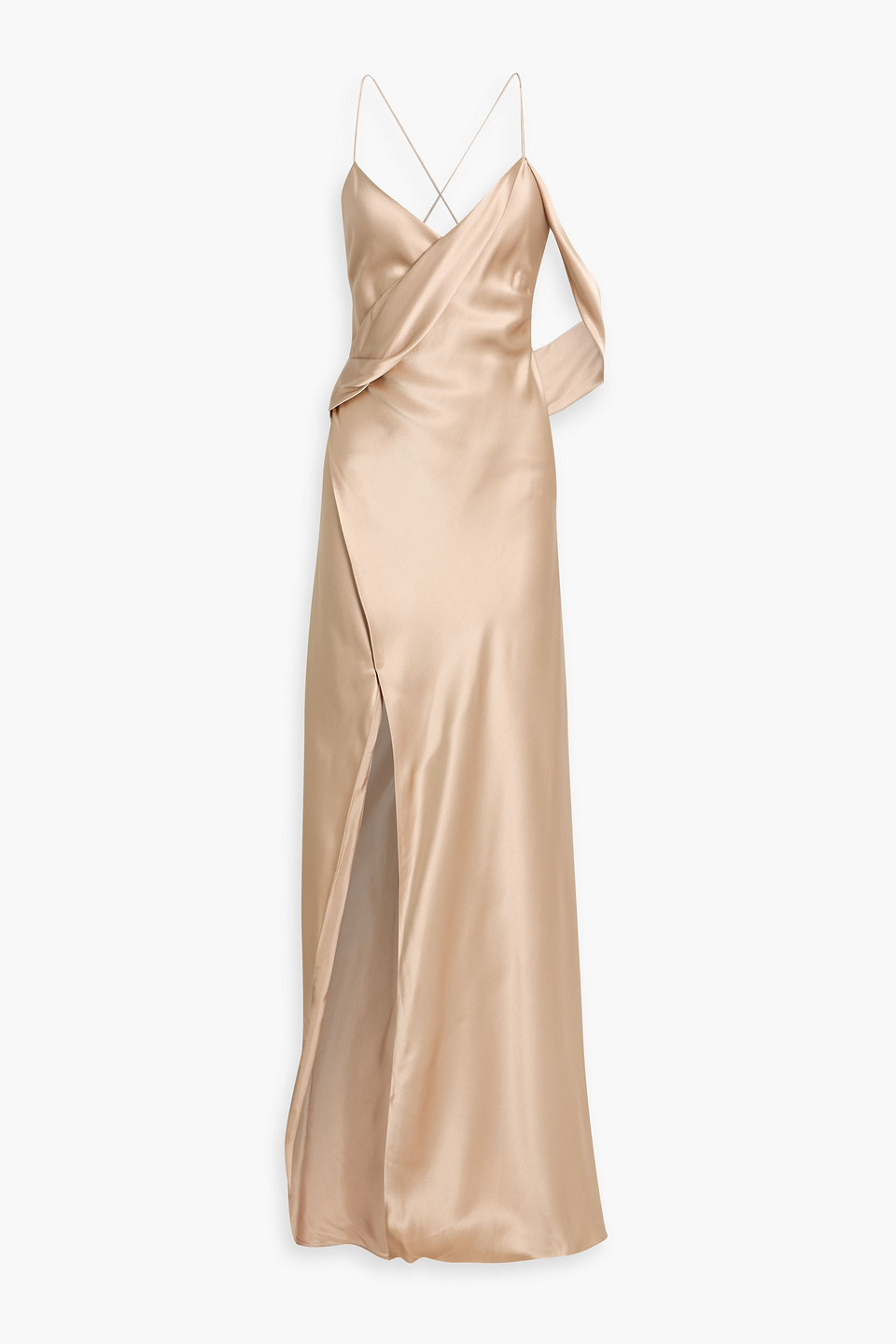 michelle mason - draped silk-satin wrap gown - neutral - us 8