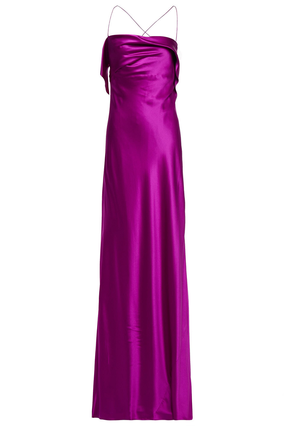 Michelle Mason Draped Silk-satin Gown In Purple