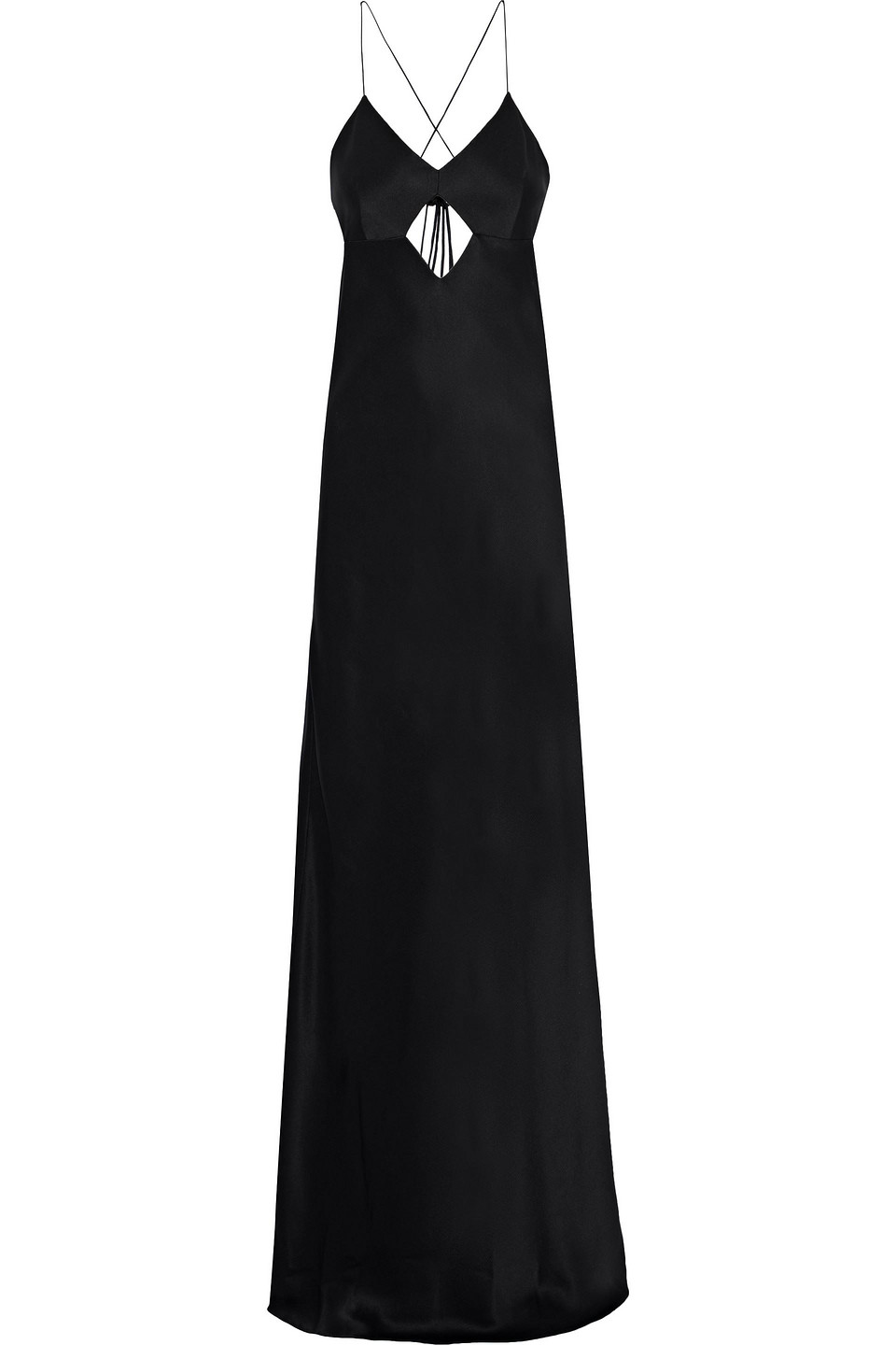 michelle mason - cutout silk-satin gown - black - us 8
