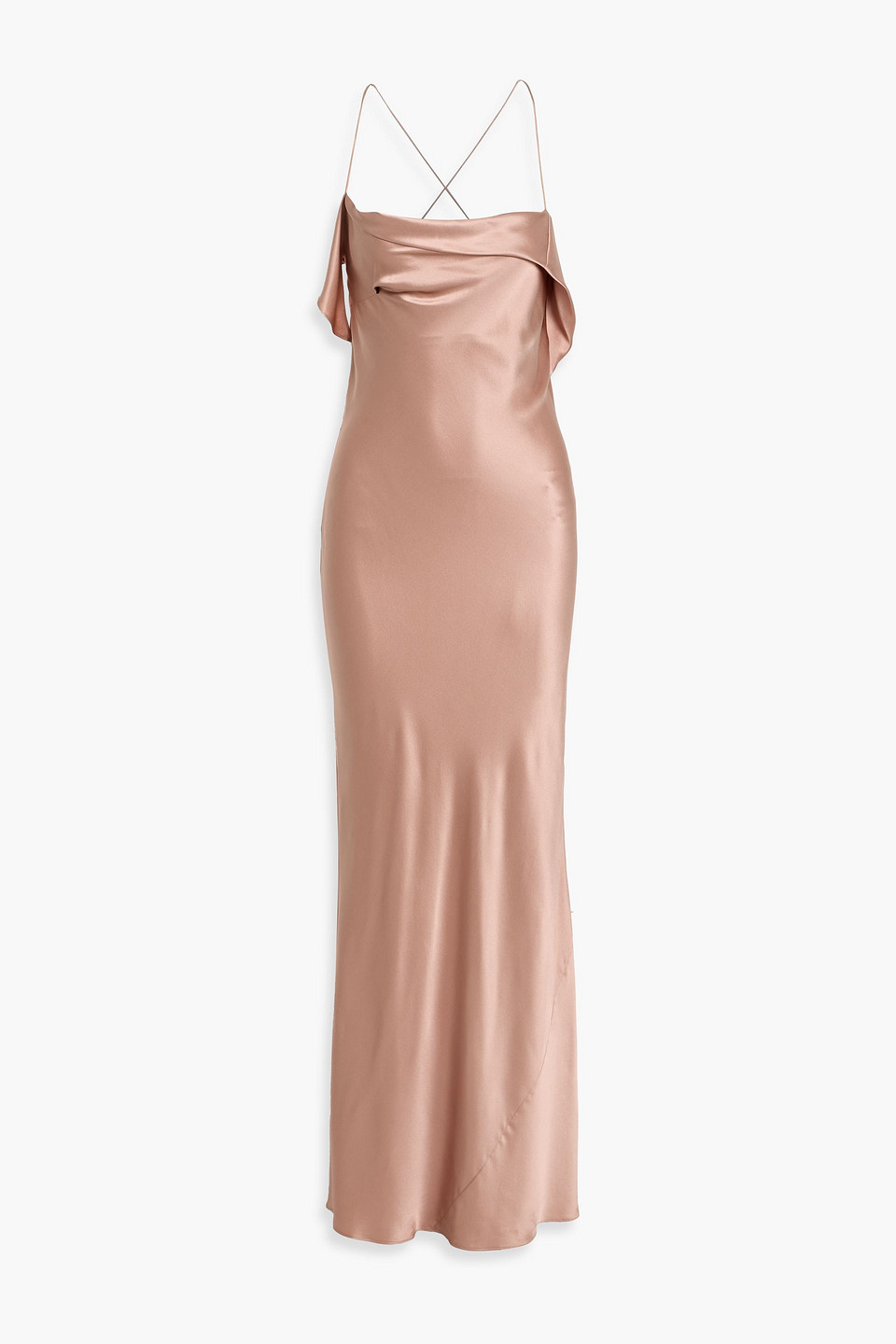 michelle mason - draped silk-satin gown - pink - us 8