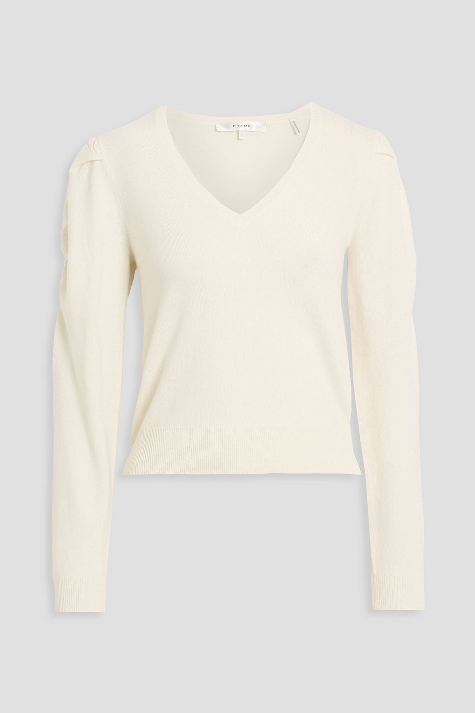 Frame Frankie Ruched Wool-blend Sweater In White