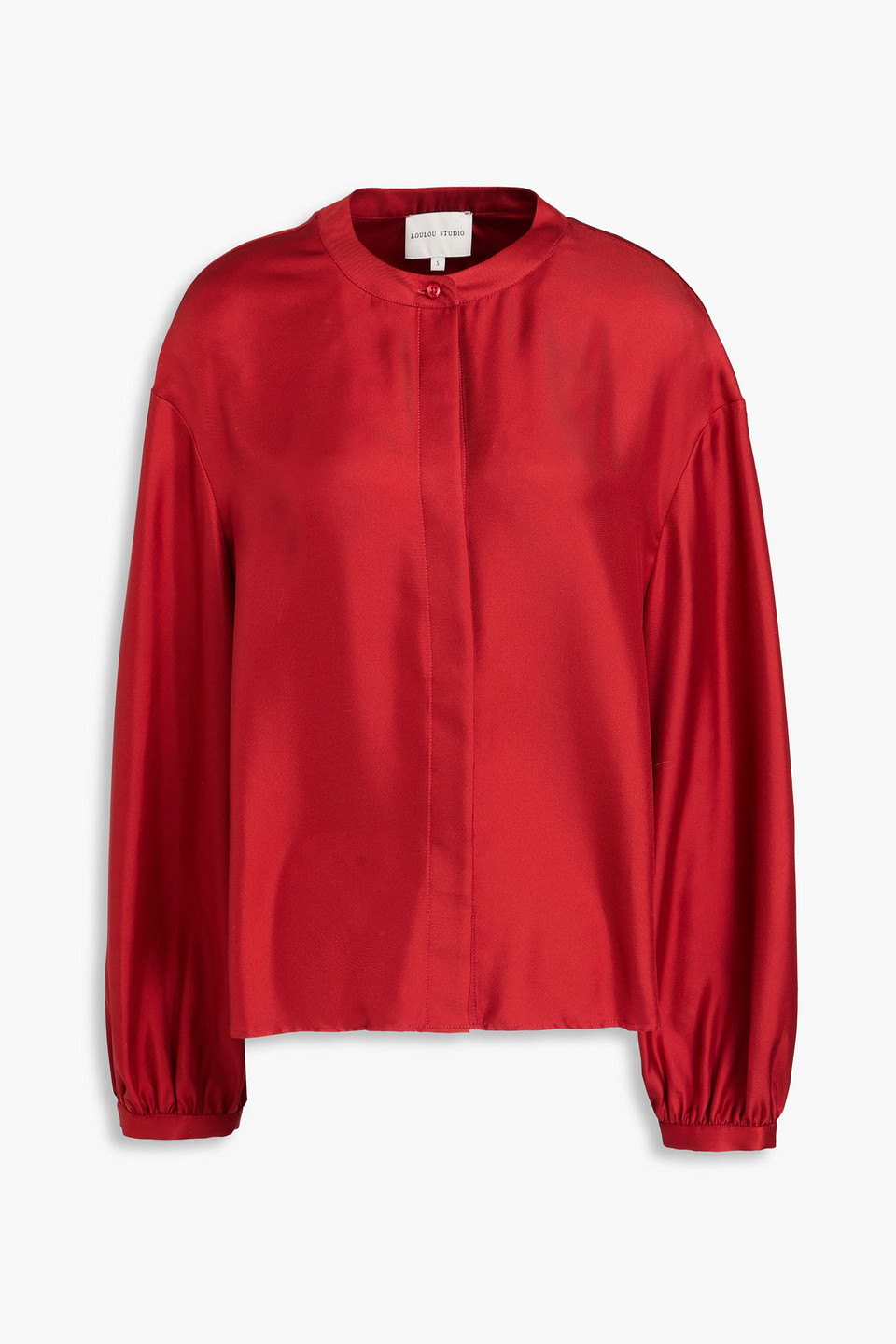 loulou de saison - lea silk-twill blouse - red - m