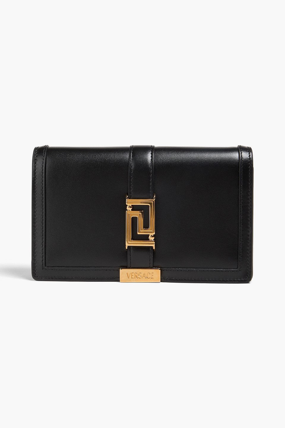 Versace Greca Goddess Leather Wallet In Black