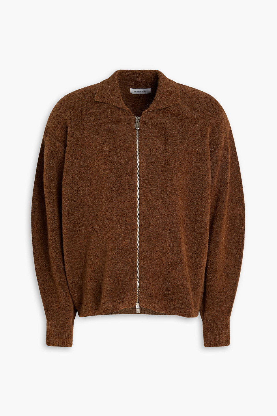 Le 17 Septembre Knitted Zip-up Cardigan In Brown