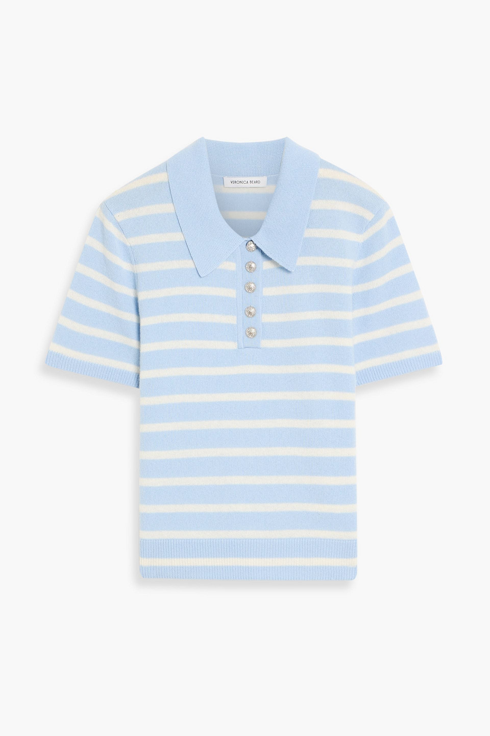 veronica beard - brandt striped cashmere polo sweater - blue - xs