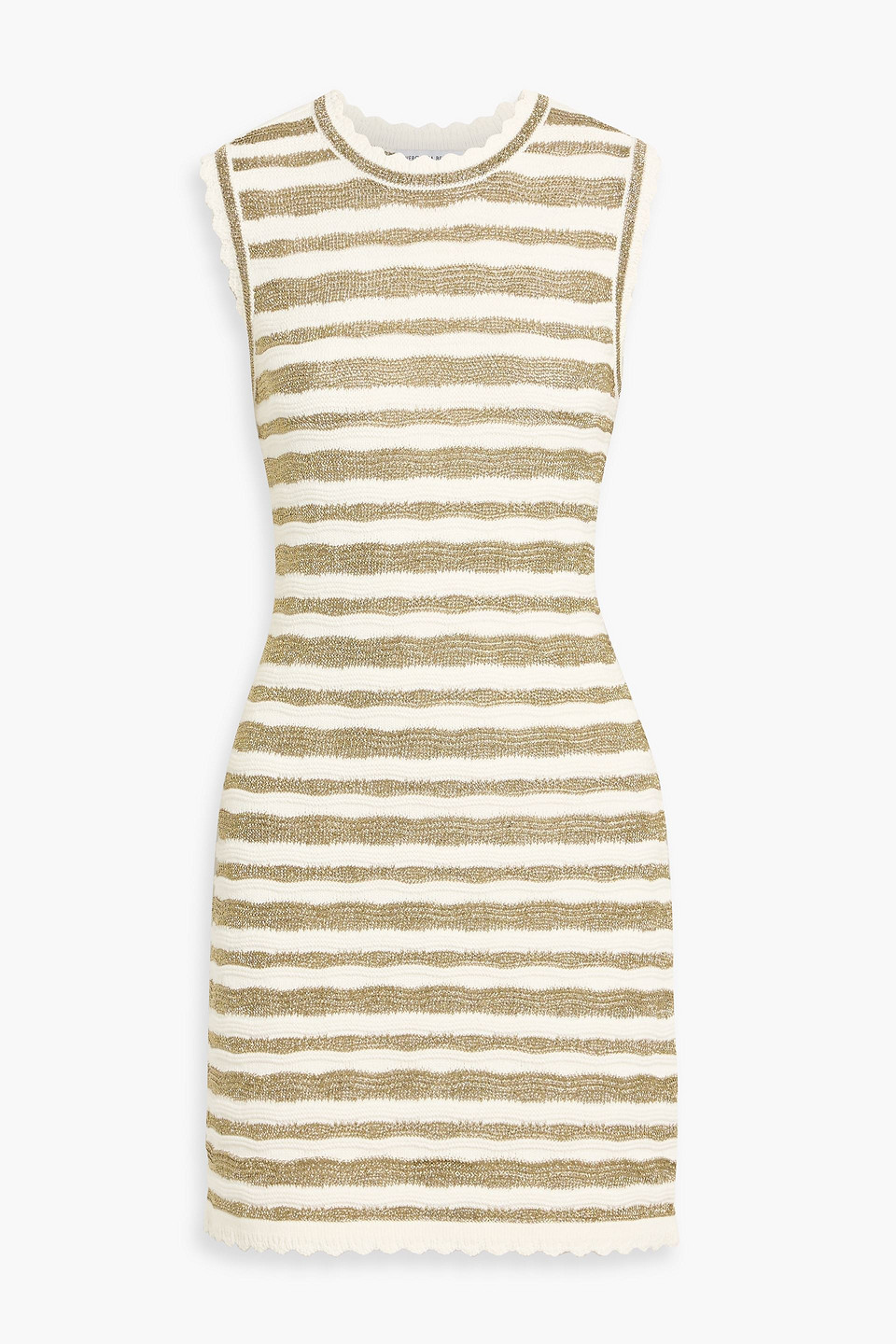 Veronica Beard Templeton Metallic Striped Jacquard-knit Mini Dress In Brown
