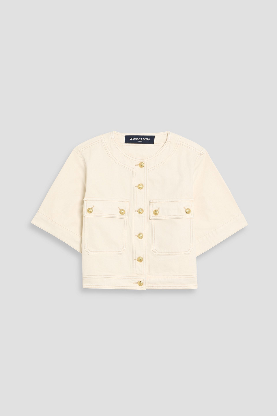 Veronica Beard Elias Cropped Denim Jacket In White