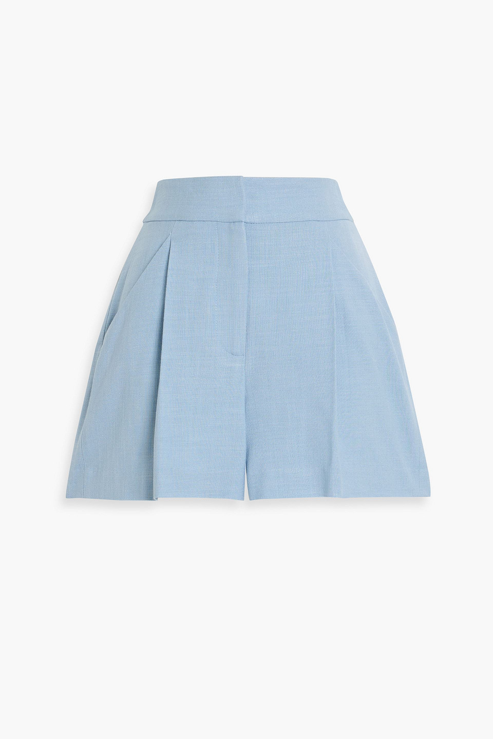 Veronica Beard Elbe Pleated Woven Shorts In Blue