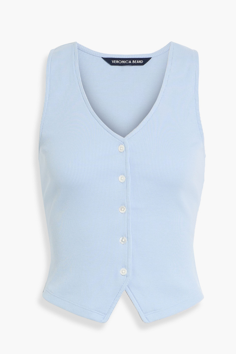 Veronica Beard Hoorne Ribbed Pima Cotton-blend Top In Blue