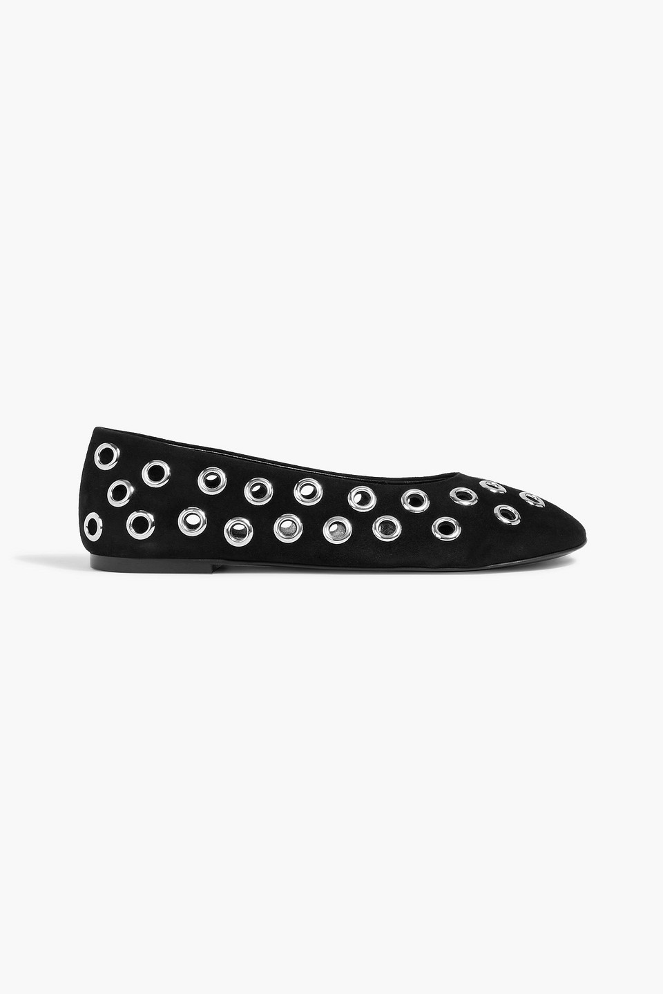 proenza schouler - glove eyelet-embellished suede flats - black - eu 36
