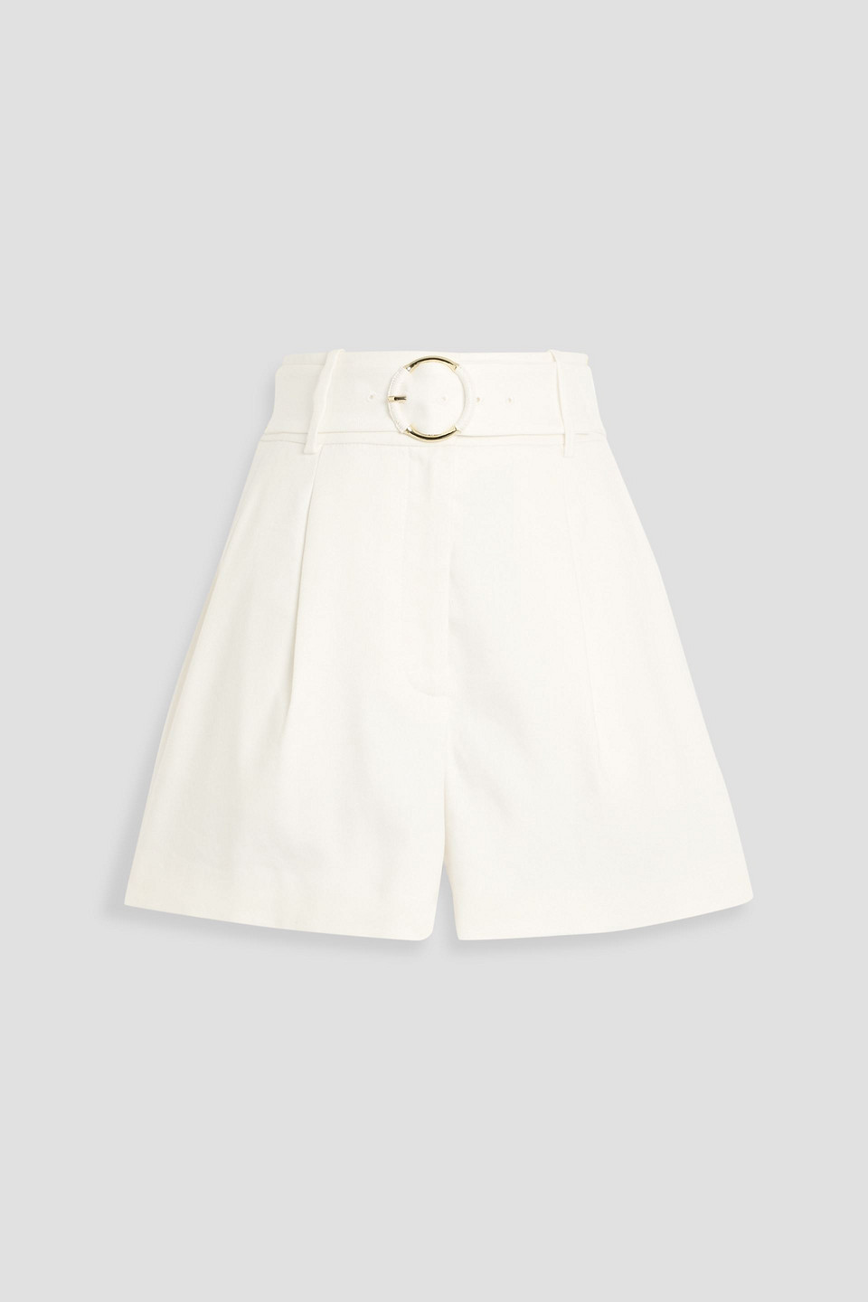 veronica beard - piper belted linen-blend twill shorts - white - us 12