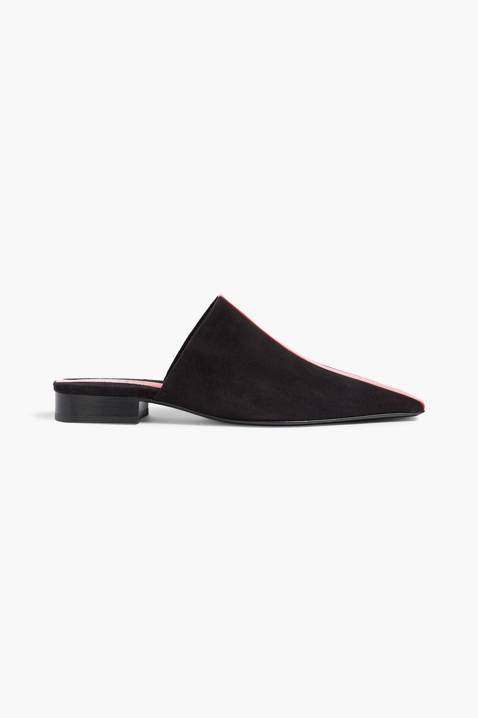 ferragamo - selestina suede and patent-leather slippers - black - us 6