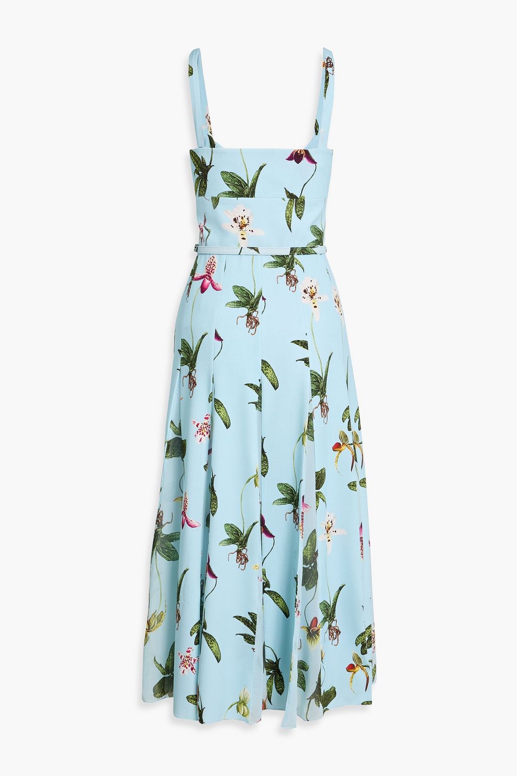 OSCAR DE LA RENTA Pleated floral-print crepe and chiffon midi dress | THE  OUTNET