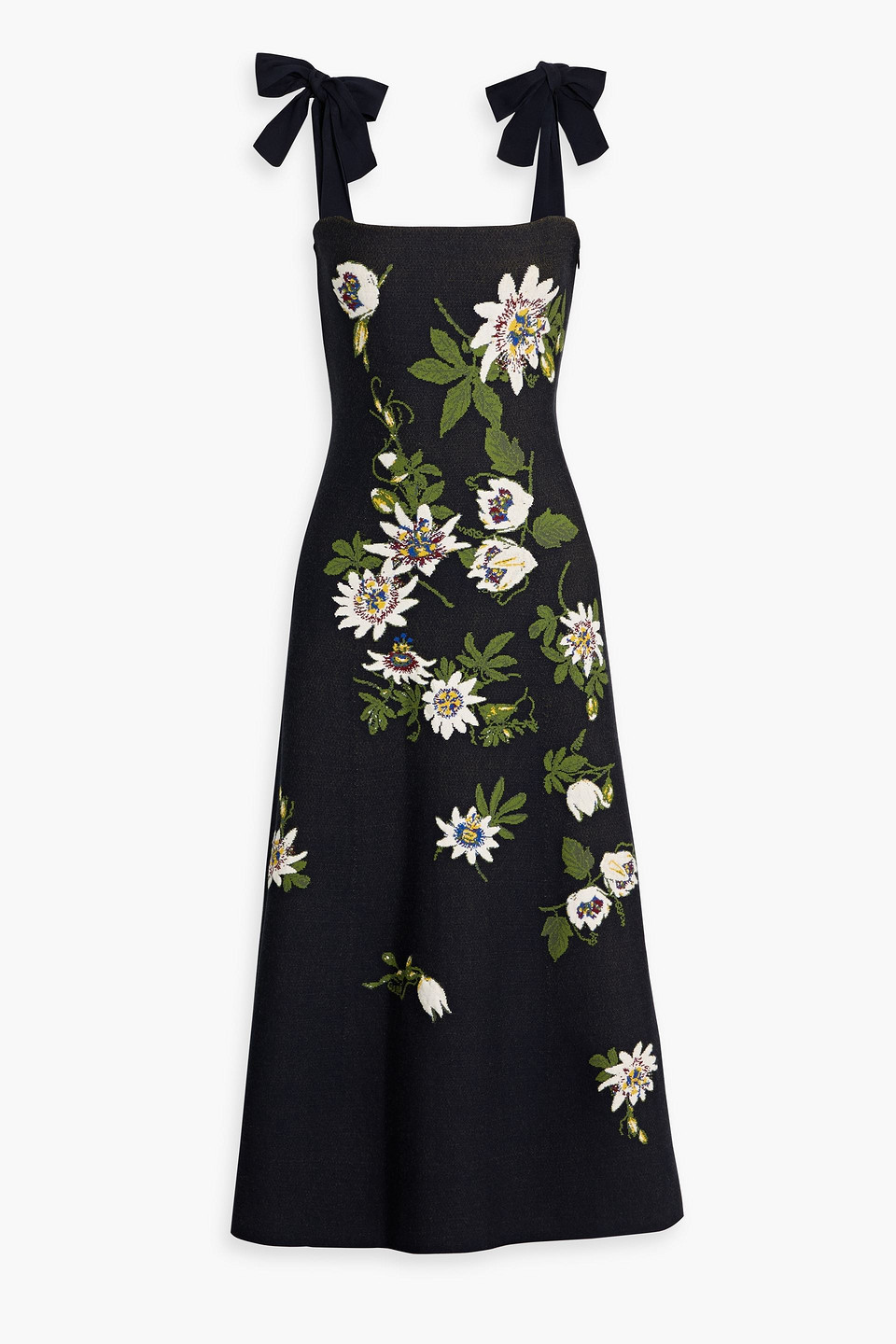 Oscar De La Renta Jacquard-knit Midi Dress In Black