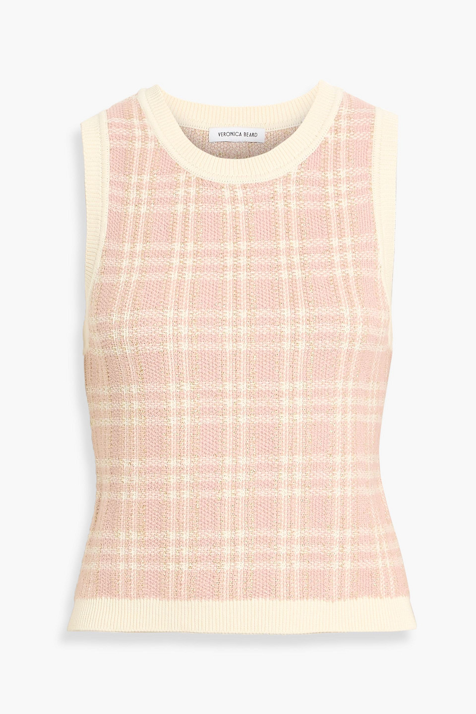 Veronica Beard Jerrel Cropped Metallic Jacquard-knit Cotton-blend Tank In Pink