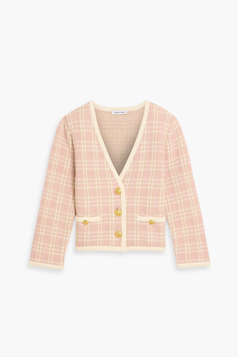 veronica beard - claudine metallic jacquard-knit cotton-blend jacket - pink - xs