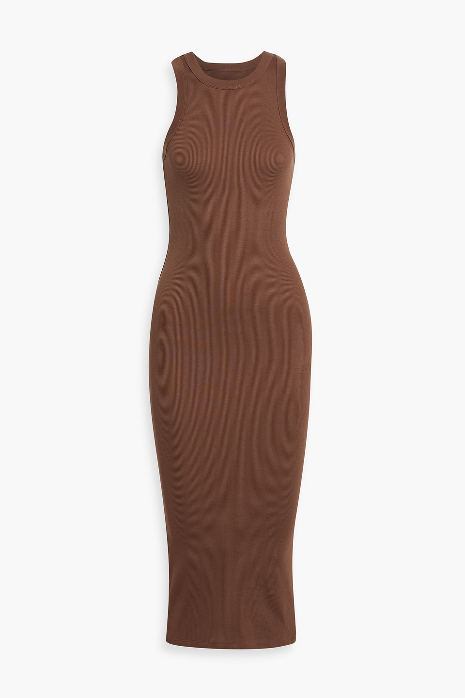 Veronica Beard Jordy Ribbed Pima Cotton-blend Midi Dress In Brown