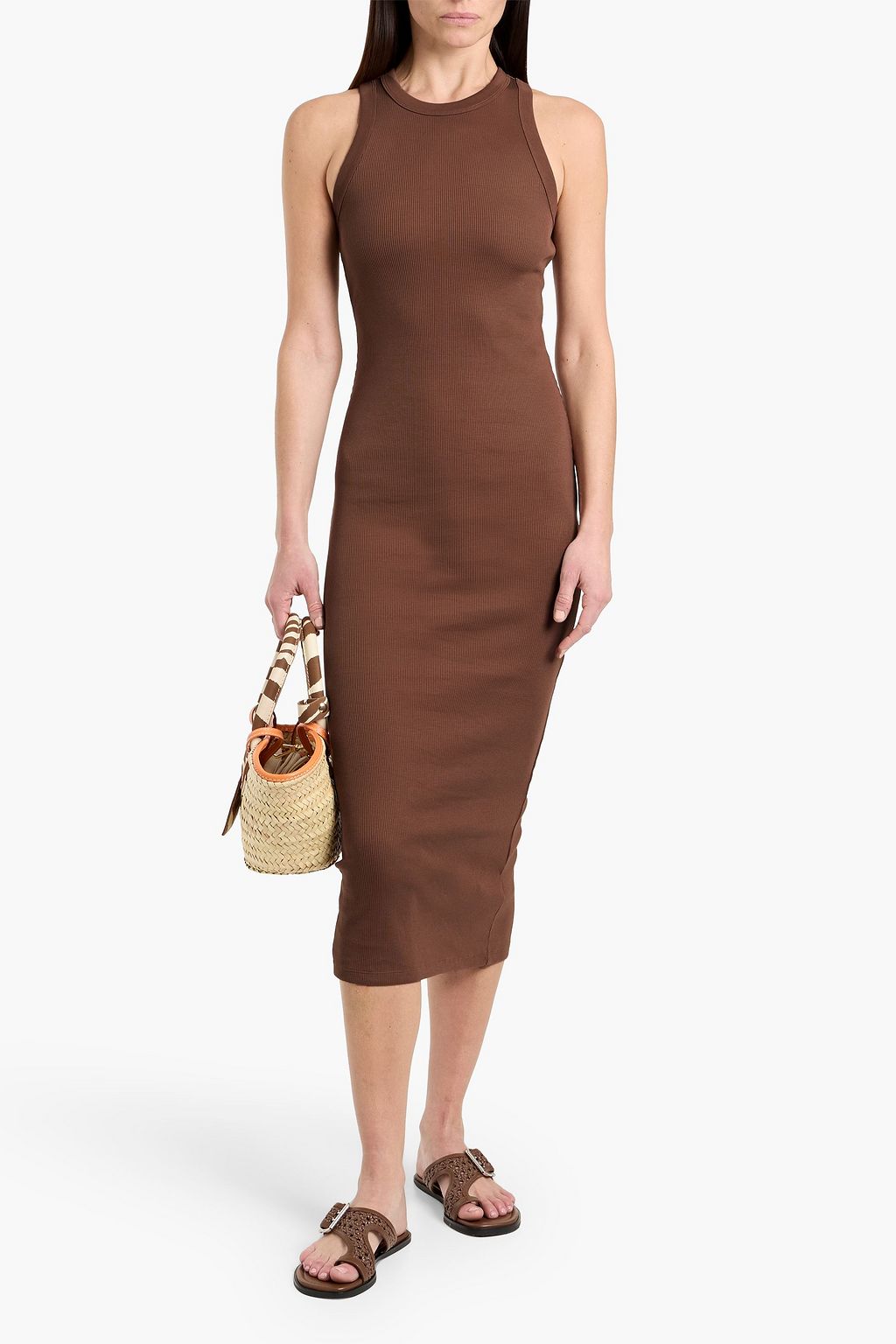 VERONICA BEARD Jordy ribbed Pima cotton-blend midi dress | THE OUTNET