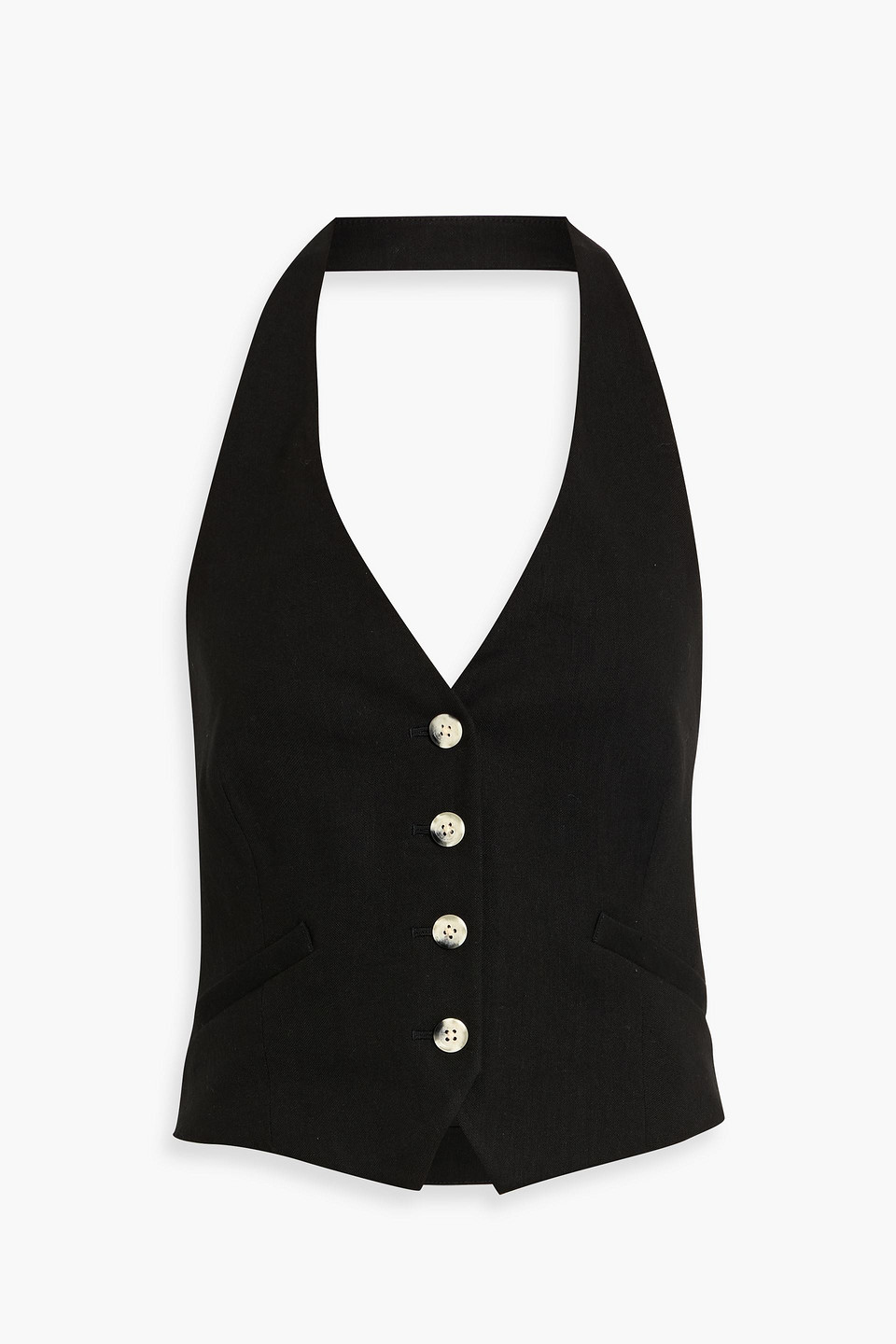 veronica beard - arabella linen-blend twill halterneck vest - black - us 6