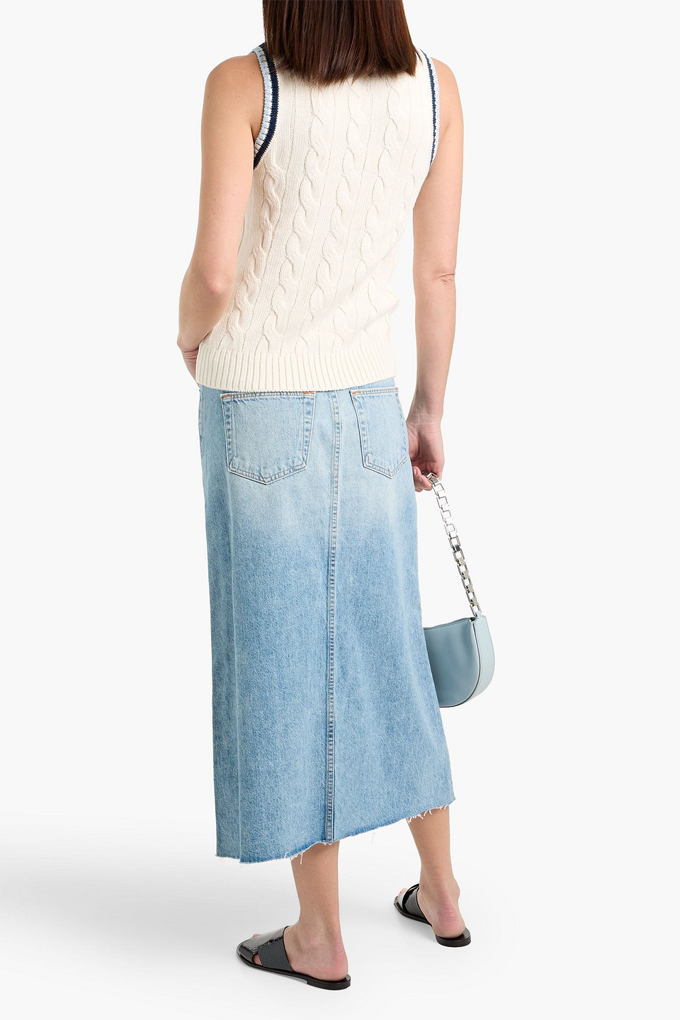 Veronica Beard Jerrel Cable-knit Linen-blend Top In White