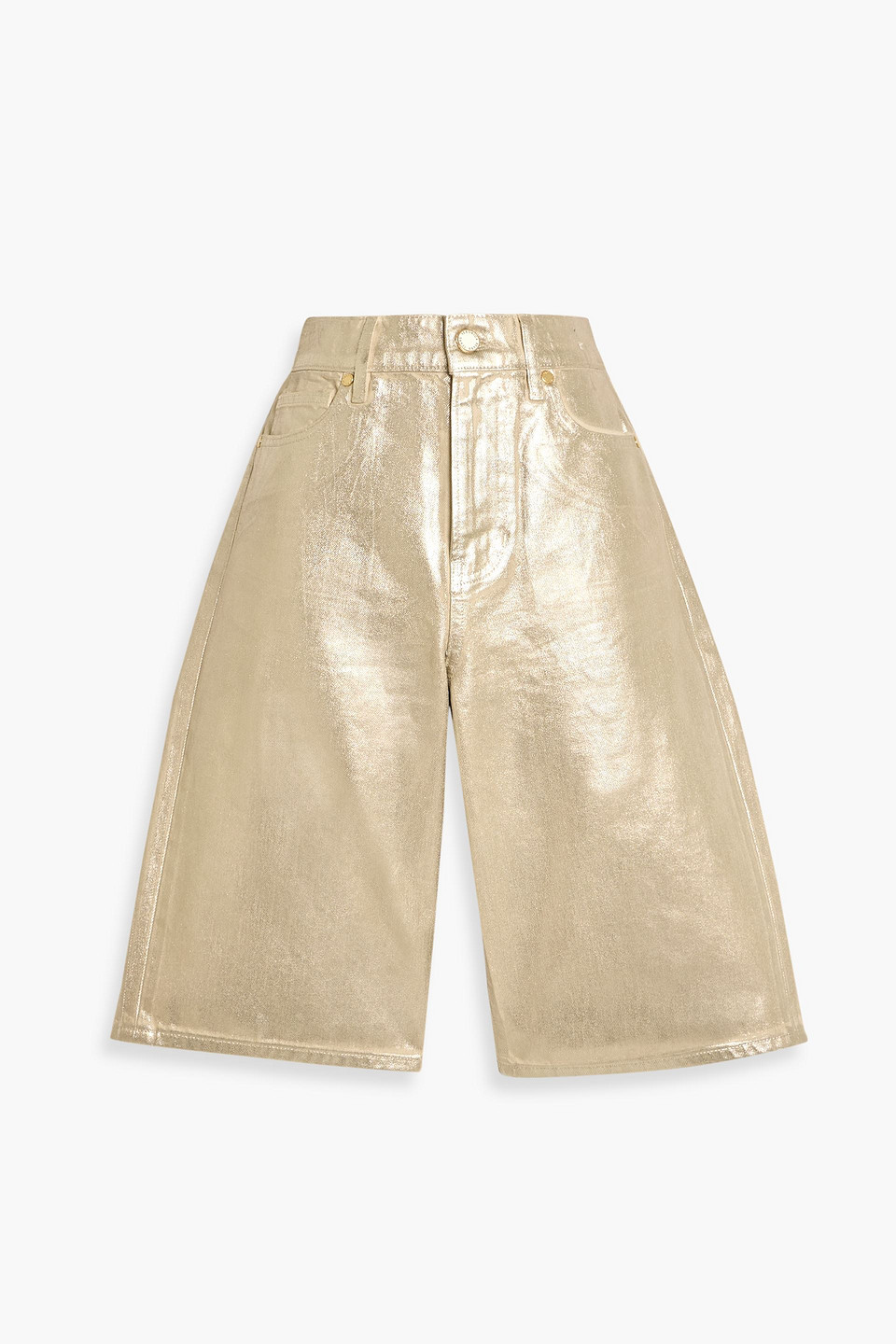 veronica beard - charlotte metallic denim shorts - metallic - 25