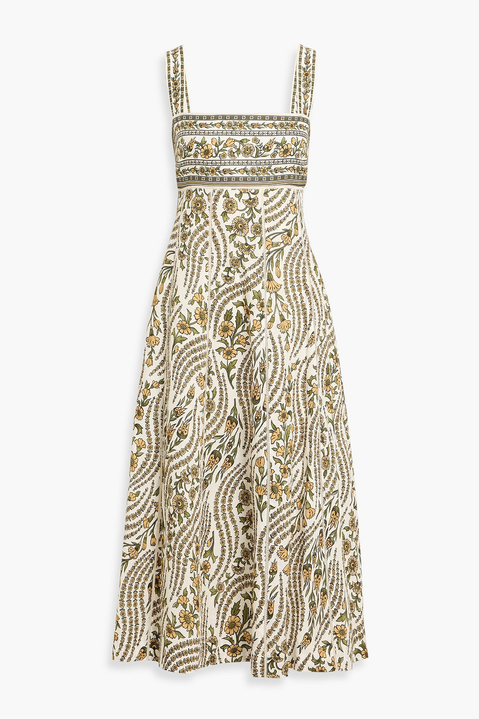 veronica beard - rye tie-back floral-print linen midi dress - green - us 10